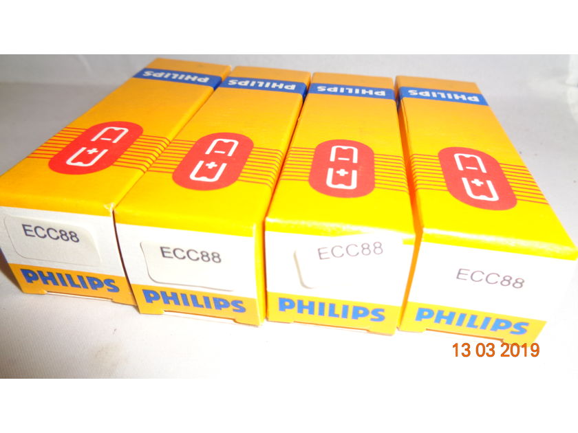 Philips ECC88 = 6DJ8 New NOS super matched TUBES QUAD same batch ! .