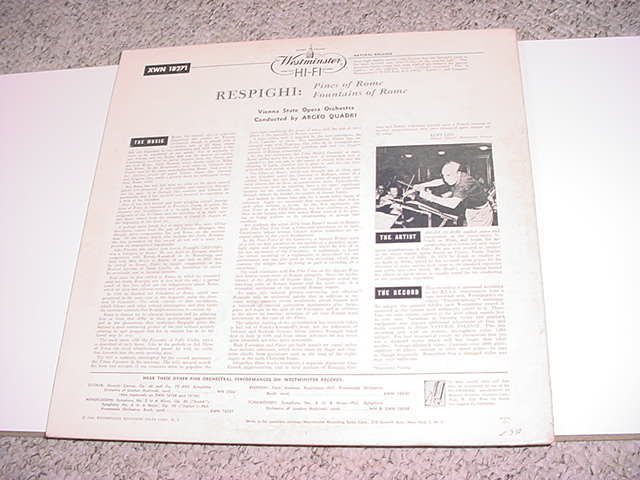 WESTMINSTER HiFi XWN 18271 - Respighi lp record pines o... 5