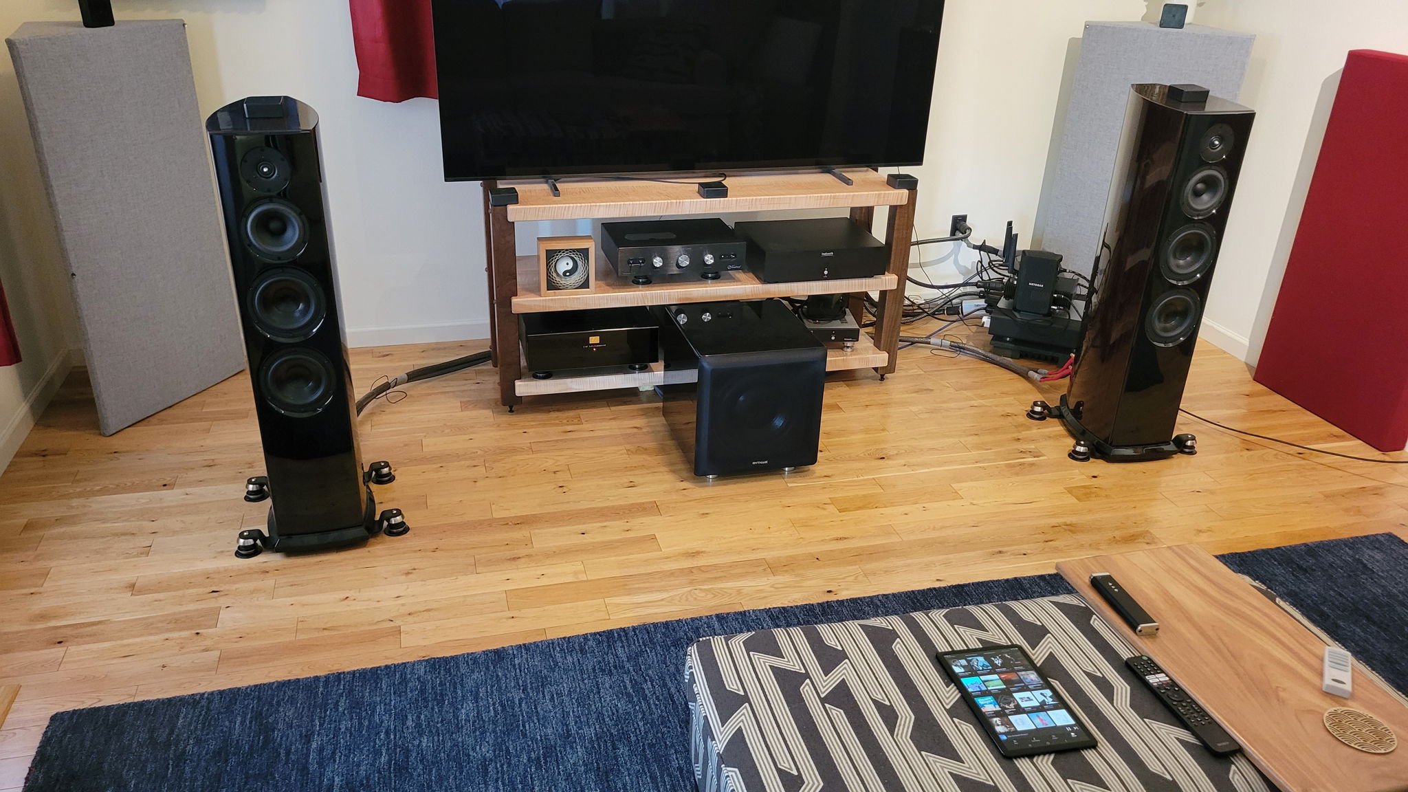 Most things, music controller tablet on ottoman. Want a second sub!