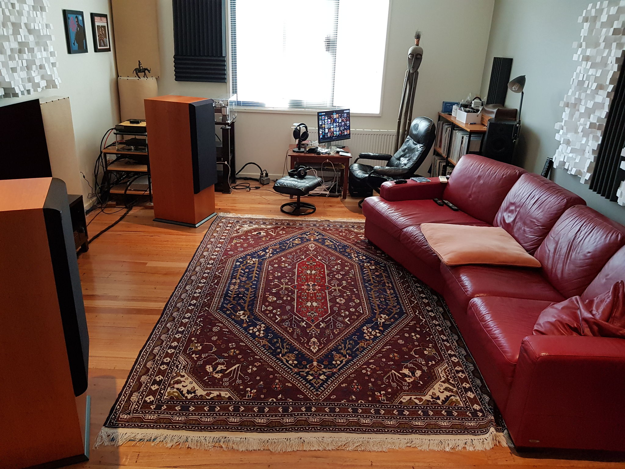 Listening room with ATC SCM100's on long wall