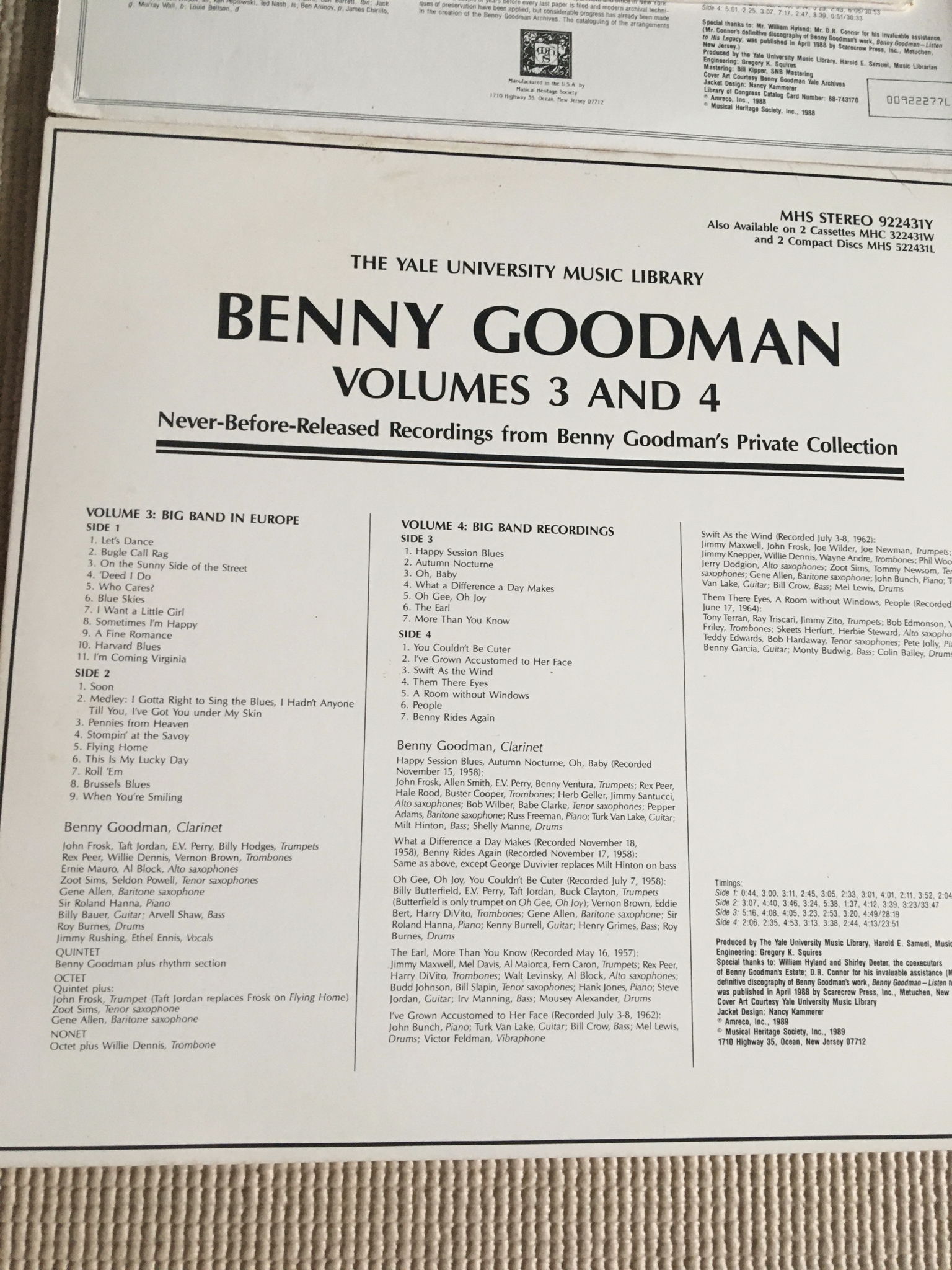 MHS Benny Goodman lot of 4 double Lp records  Plus 1 si... 6