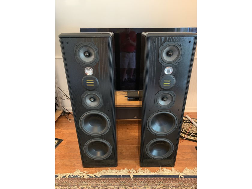 Legacy Audio Focus HD Black Oak Speakers with matching Silver Screen HD Center Channel