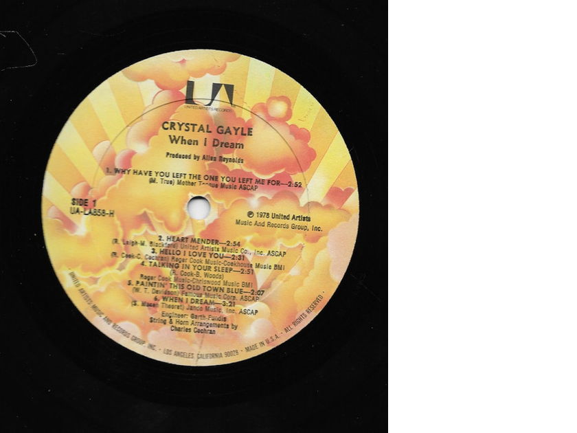Crystal Gayle - When I Dream 1978 NM- Vinyl LP United Artists Records UA-LA858-H