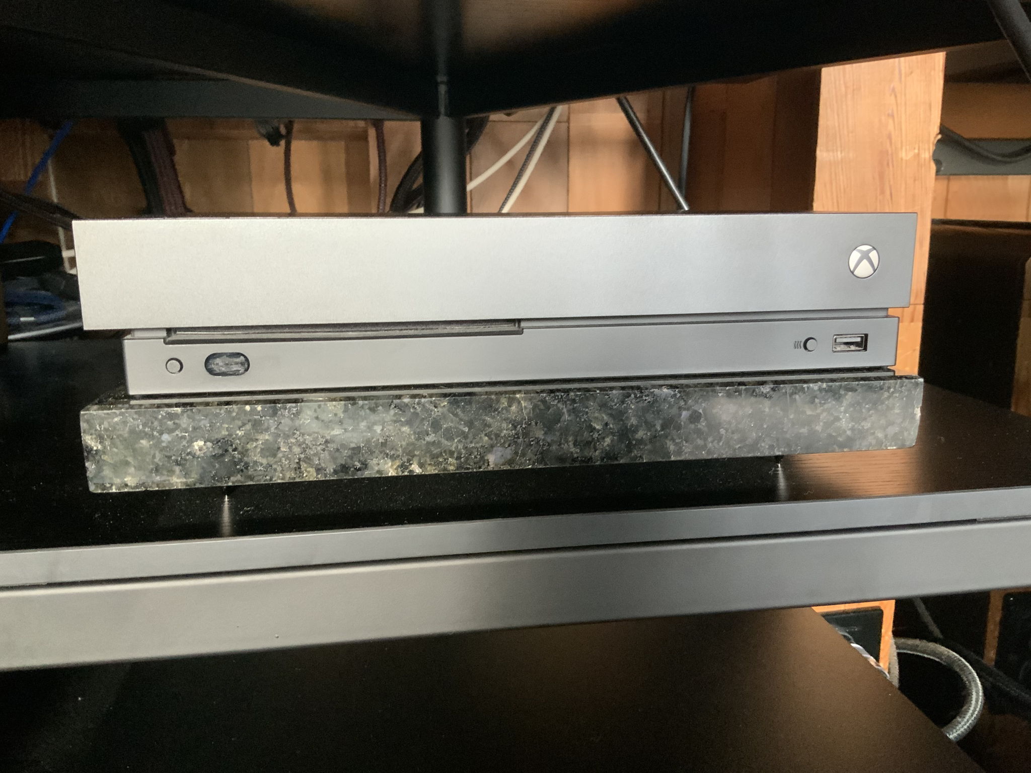 Xbox One X with Granite Isolation Shelf