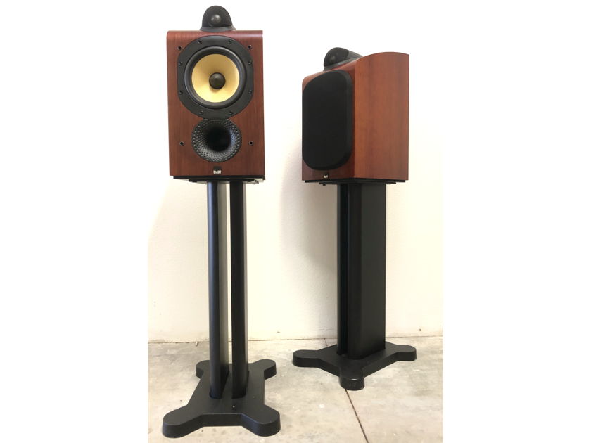 B&W Bowers and Wilkins 705 2-Way Speaker Monitors w/ FS 700 Factory Stands WALNUT WOOD FINISH!