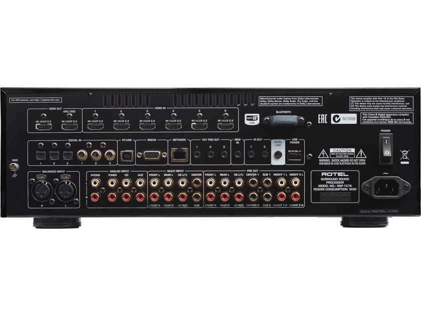 Rotel RSP-1576MKII Home theater preamp/processor with 11.2-channel processing, Dolby Atmos®, and Bluetooth® (Black)