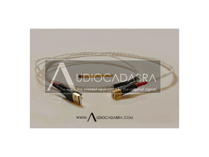 Audiocadabra Ultimus3™ Plus Solid-Silver Dual-Headed USB Cable (New 22 AWG Design)
