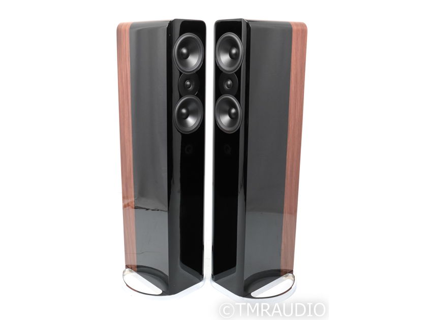 Q Acoustics Concept 500 Floorstanding Speakers; Gloss Black w/ Walnut Pair (44039)
