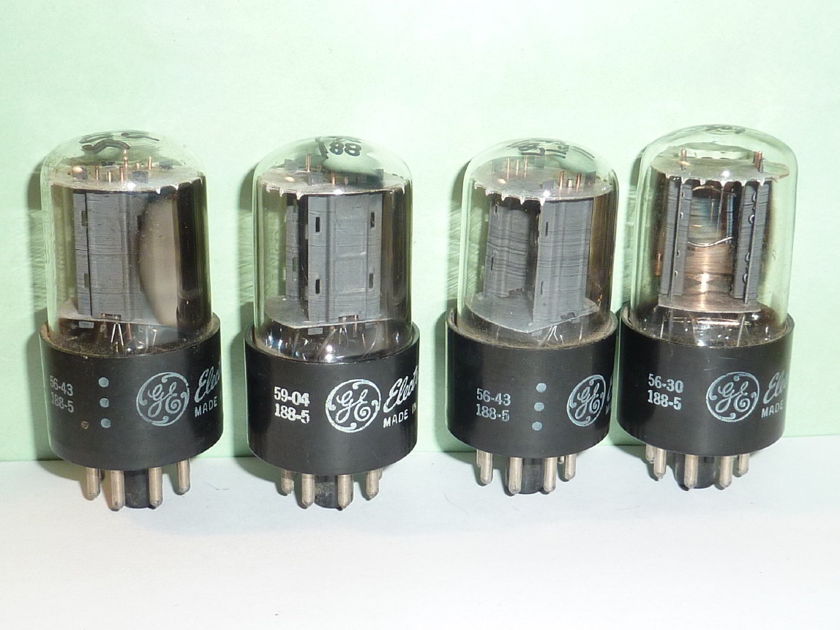 GE 6SN7GTB 6SN7 ECC33 Tubes, Matched Quad, Test NOS, 1950's