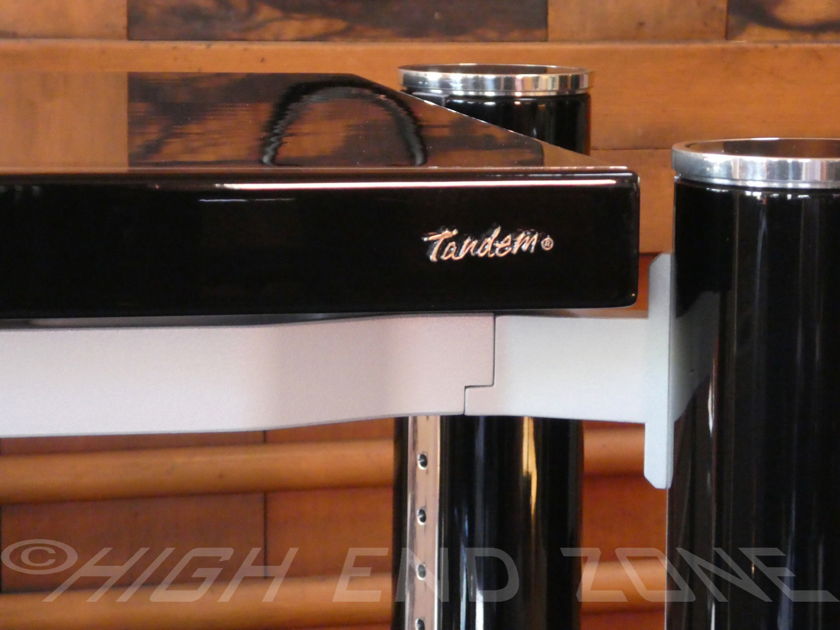 Tandem Audio Statement D2 3 Shelf Audiophile Rack in Piano Gloss Black with Custom Flight Cases