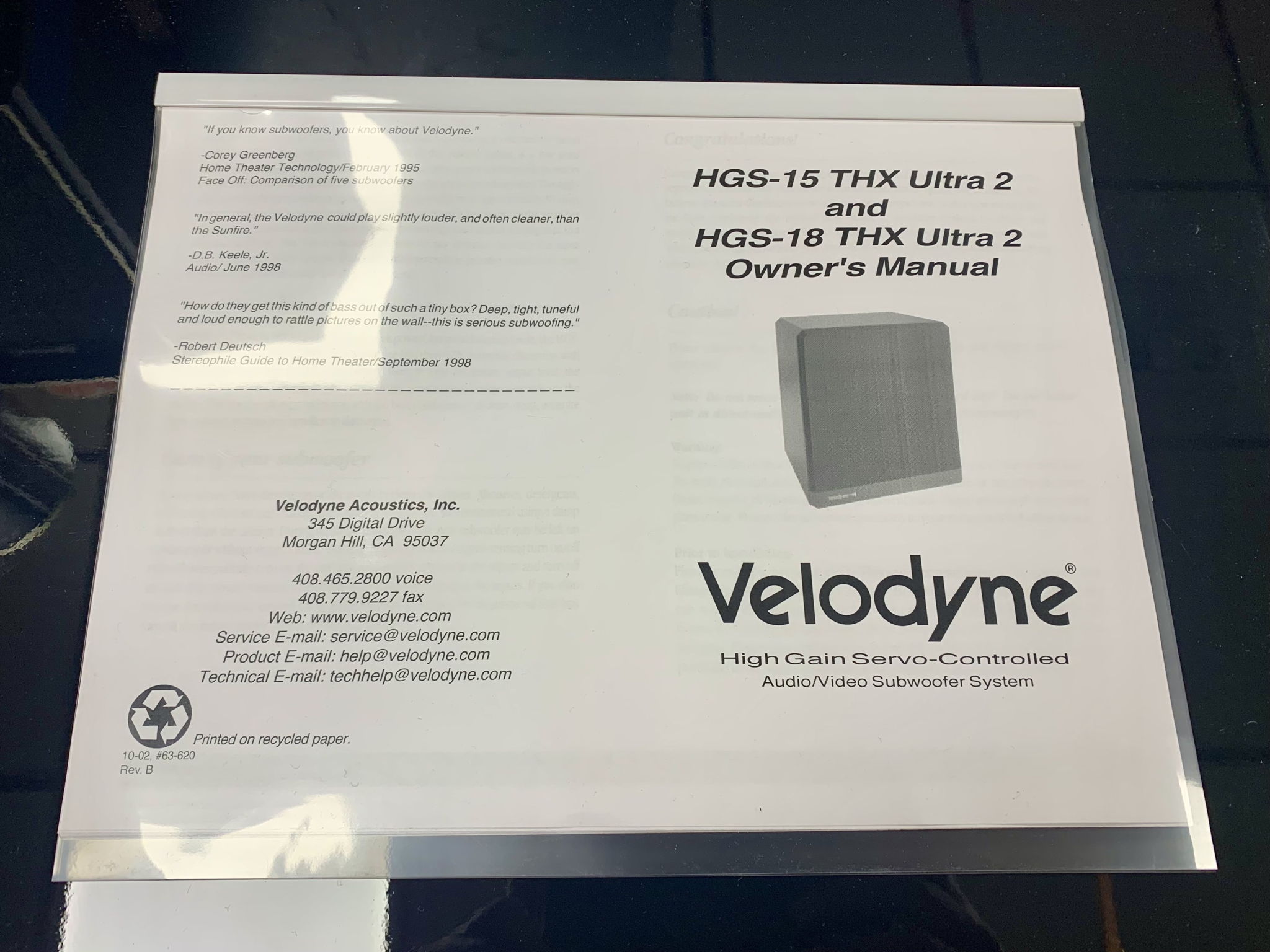 Velodyne HGS-18, high-end 18-inch powered subwoofer SN#... 12