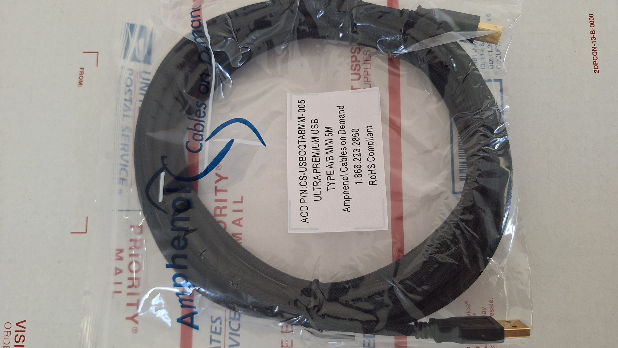 Amphenol UltraPremium USB type A/B 5 meter interconnect...