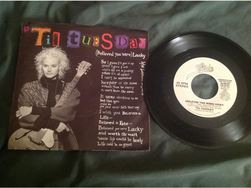 Til Tuesday  (Believed You Were) Lucky Columbia Records Promo 45 With Picture Sleeve