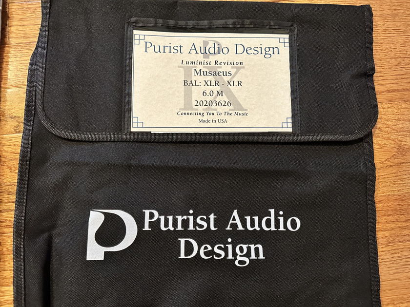 Purist Audio Design Musaeus Luminist Revision XLR ICs 6.0 meter