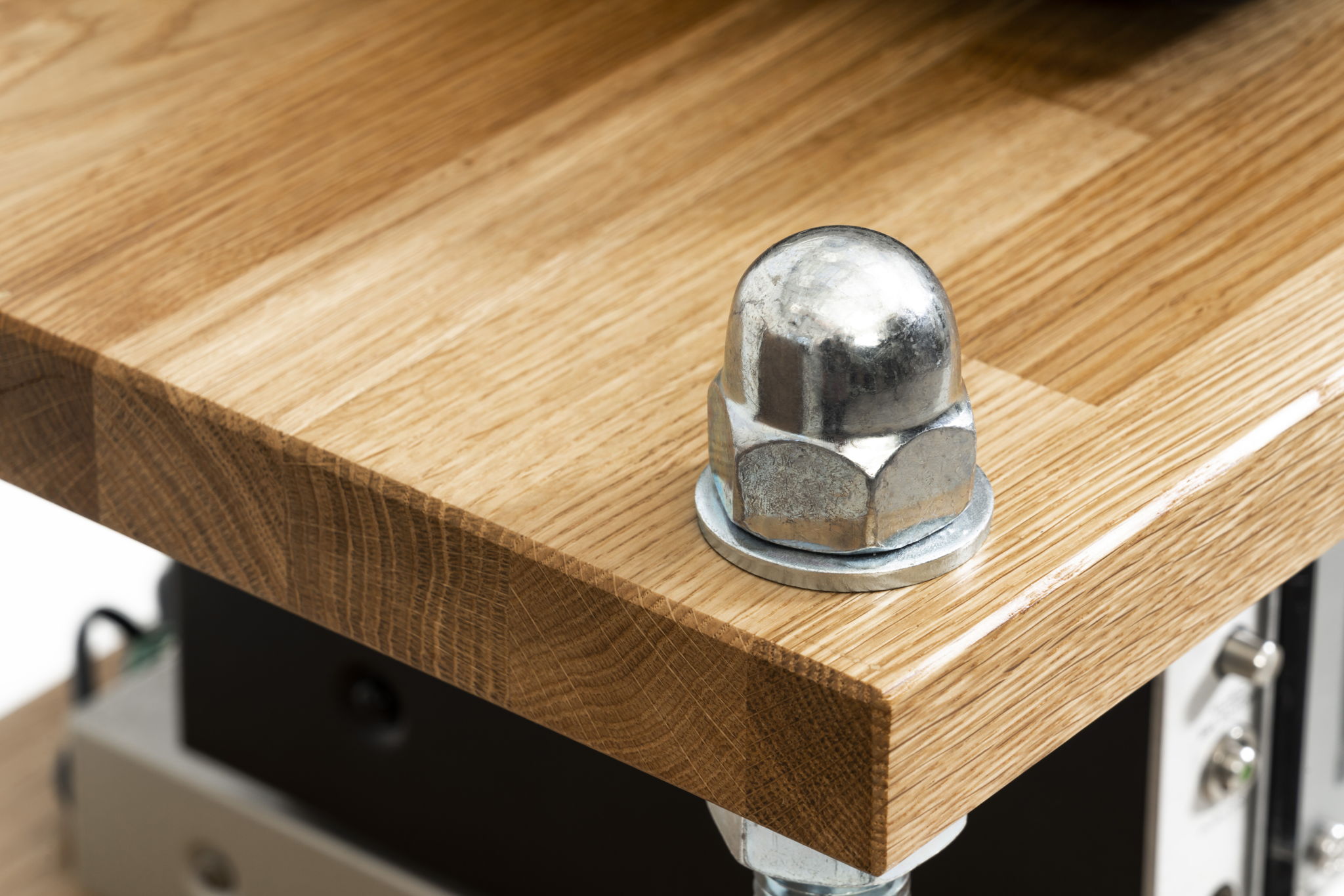 Record player stand with adjustable height oak shelves 4