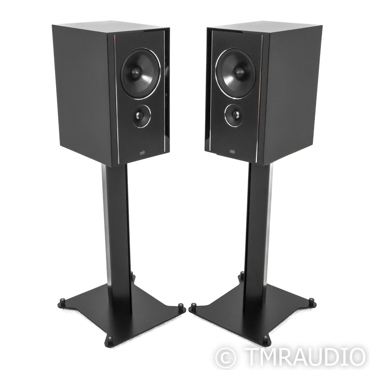 PSB Synchrony B600 Bookshelf Speakers; Black Pair w/ St...