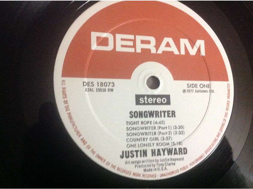 Justin Hayward - Songwriter Deram Records Promo LP Vinyl NM