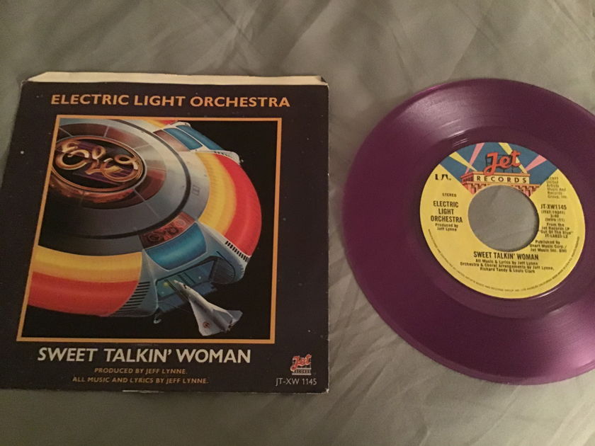 ELO Electric Light Orchestra - Sweet Talkin Woman + Fire on High - 7 45  RPM!