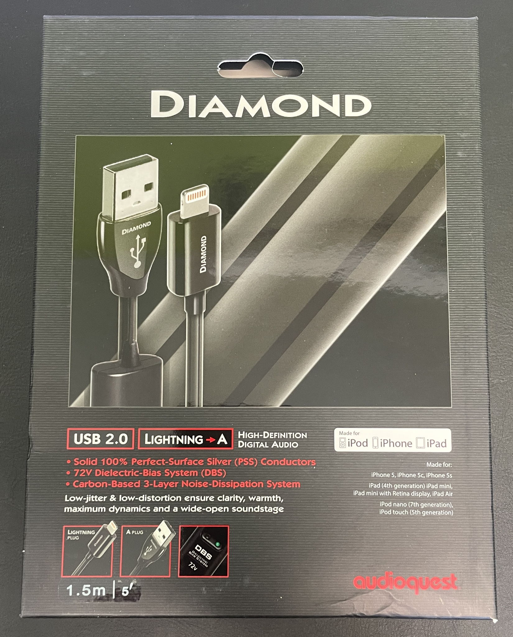 Audioquest Diamond USB-A to Lightning cable. 1.5m. NEW