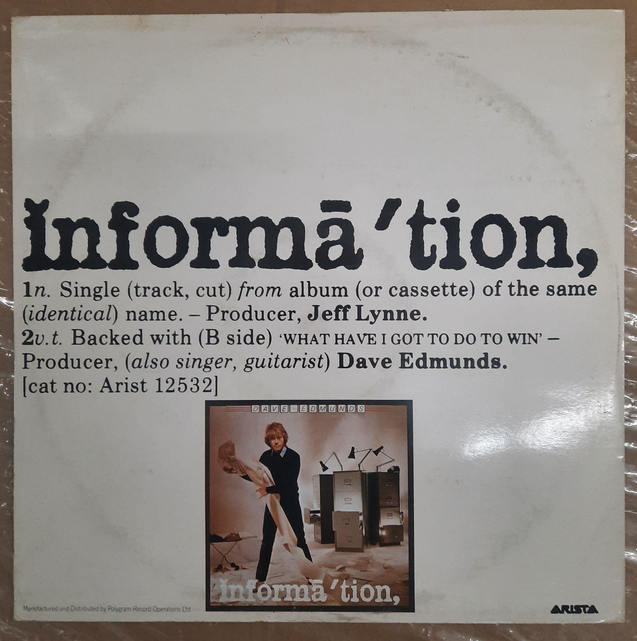 Dave Edmunds - Information NM  1983  UK !2" Single VINY... 2
