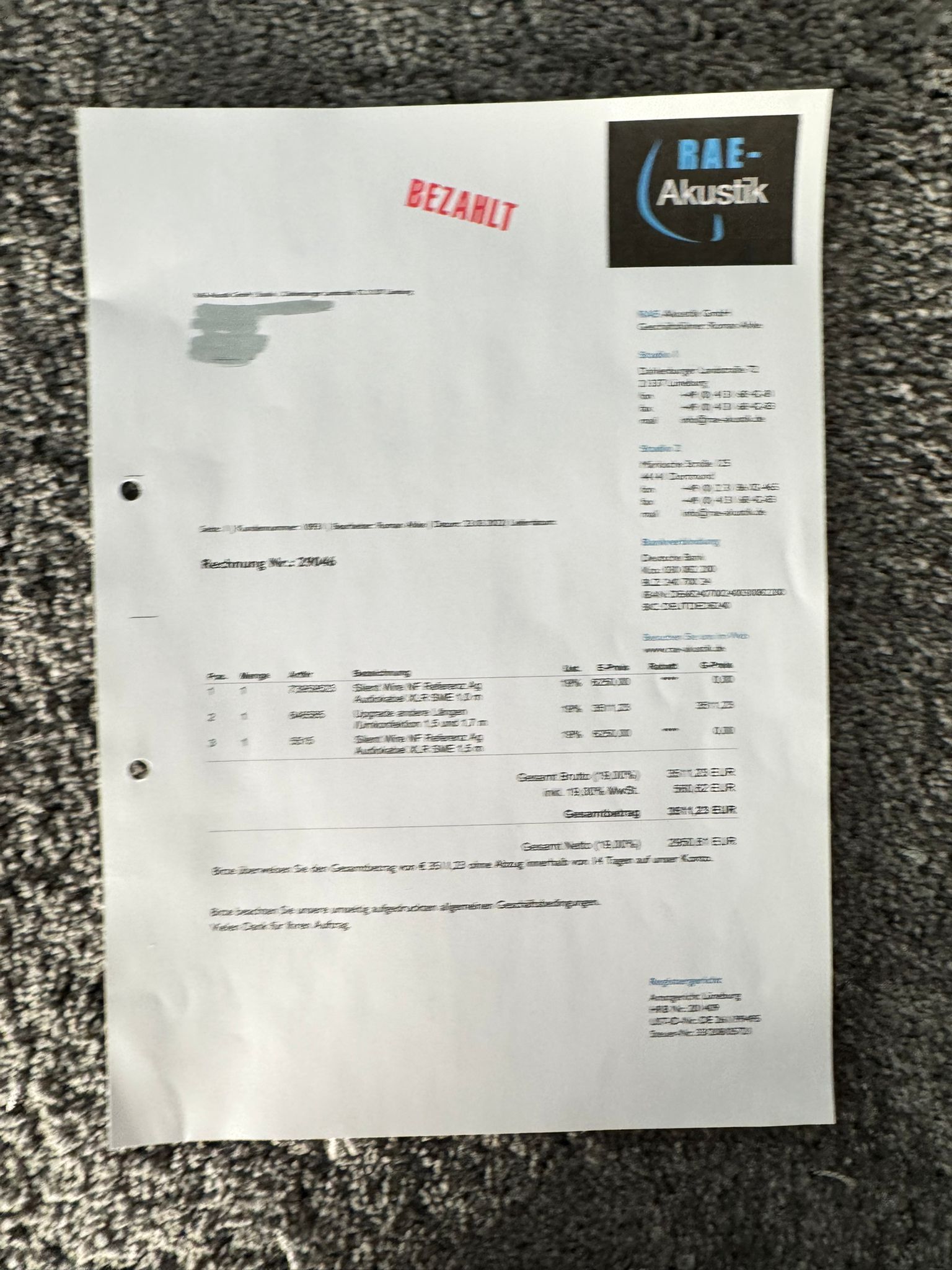 Silent Wire Referenz AG phono cable SME 1,7m 7