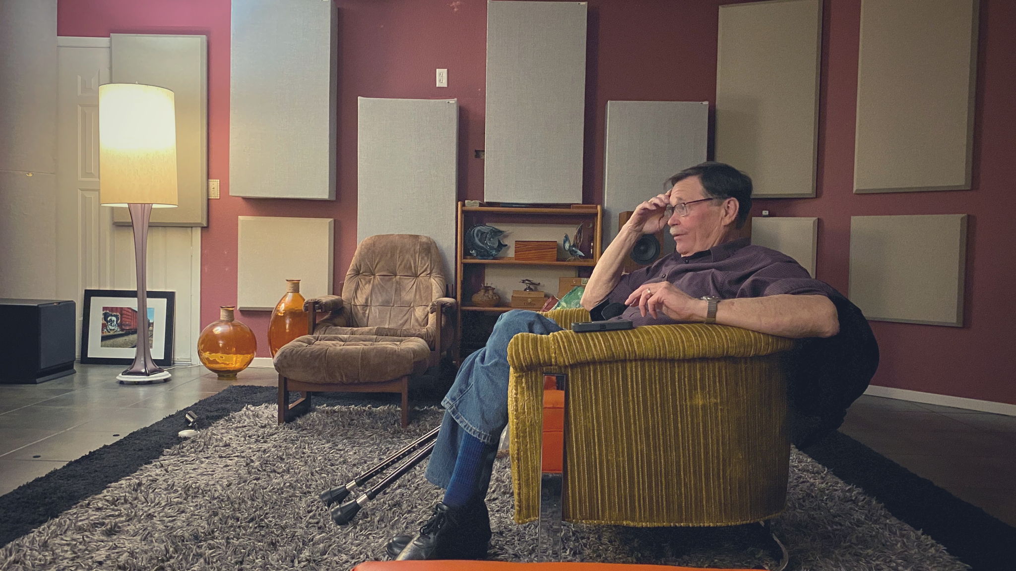 James Burgess listening to one of his 45 tube amps on the Altecs.