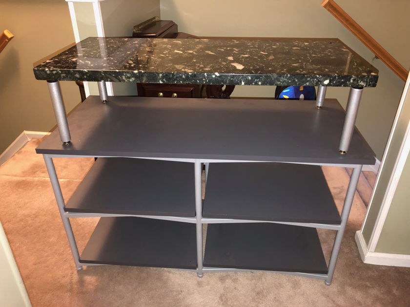 SolidSteel Audio/Video Stand with Custom Granite Tops in Very Good Condition