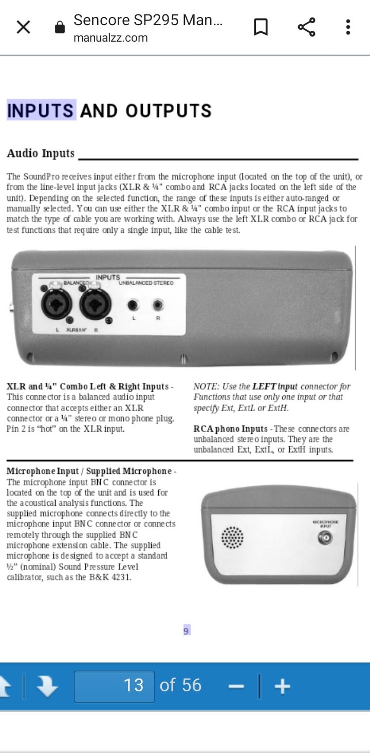 SENCORE model SP295 SOUND PRO Acoustics Analyzer PLEASE... 5