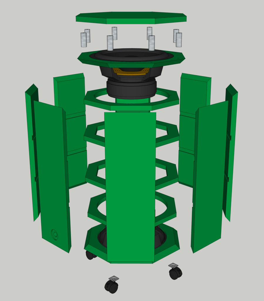 DIY Dual 15" Opposed Subwoofer drawing 