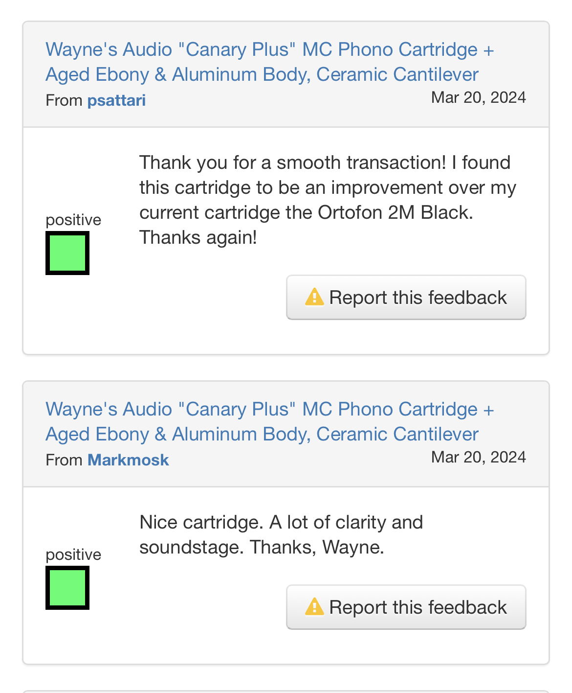 Wayne's Audio "Canary Plus" MC Phono Cartridge + Aged E... 13