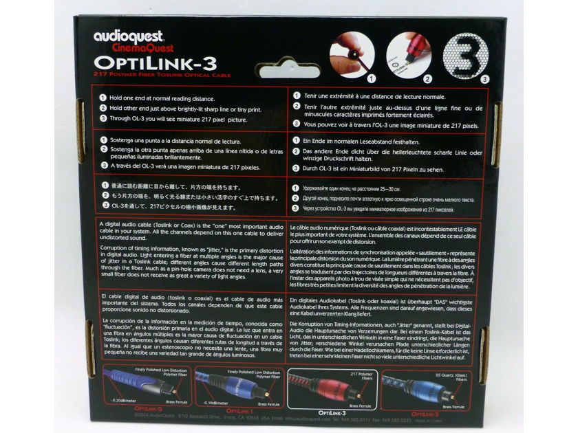 Audoquest Optilink-3 2 meter optical toslink cable new in box