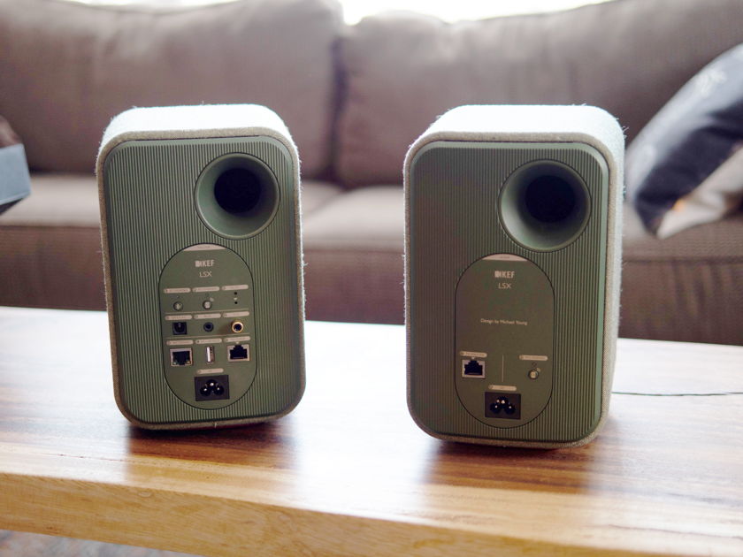 KEF LSX wireless powered speakers - olive green