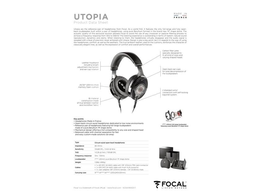 Focal - Utopia - Latest 2020 Edition - Reference Open Back Headphones - Recent Customer Trade-In - 12 Months Interest Free Financing Available!!! BTC Now Accepted!!!