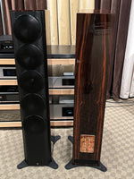 Perlisten S7t tower speaker Ebony Gloss with spikes.