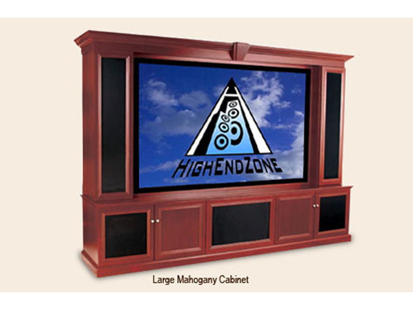 7 TruAudio Speakers and Cinema Cabinet in Mahogany with 106" Screen Package * NEW (Old Stock) *