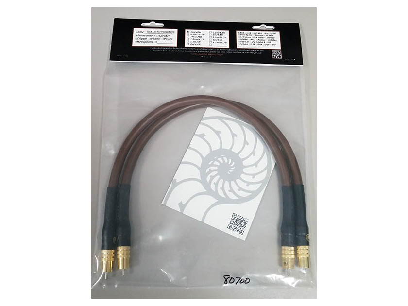 Cardas Audio Golden Presence Interconnect Cable (0.5M – RCA): New-in-Bag; Certificate of Authenticity; 50% Off