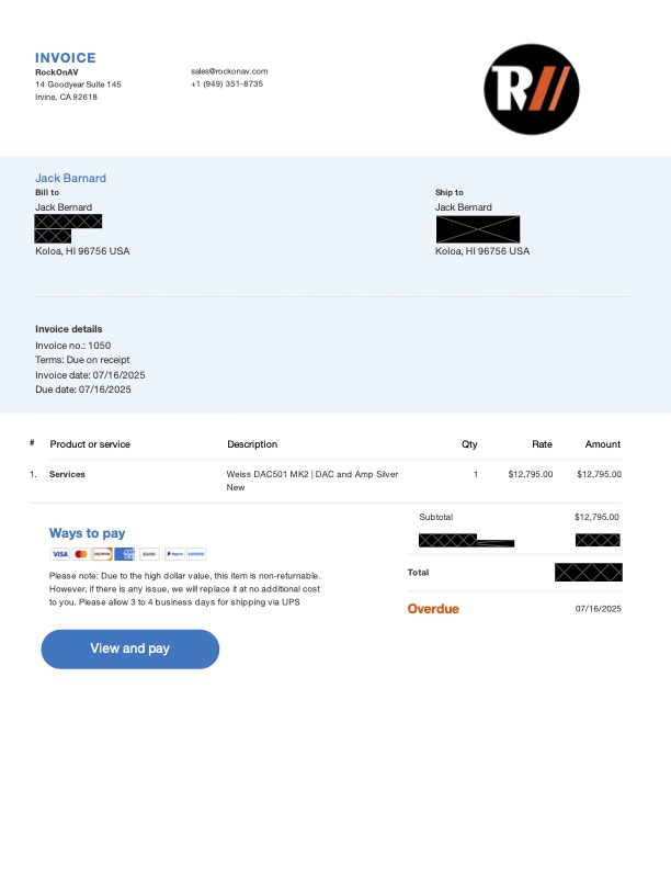 Weiss DAC 501 Mk 2 $8,400 Mint 7