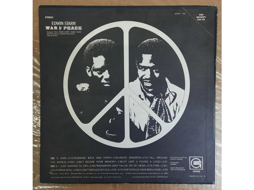 Edwin Starr - War And Peace 1970 EX+ ORIGINAL VINYL LP FUNK SOUL Gordy GS948