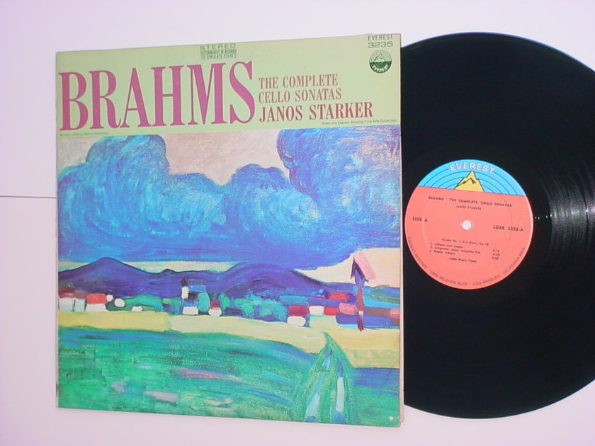 Janos Starker Brahms lp record complete cello sonatas EVEREST 3235 BACK COVER AS IS