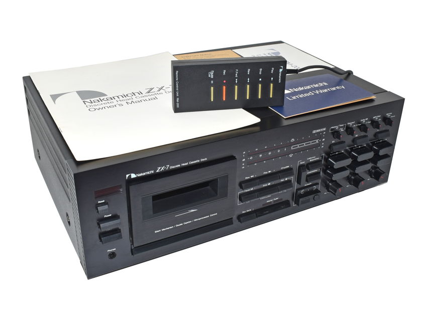 Nakamichi ZX 7 Discrete 3-Head Single Stereo Cassette Tape Deck Player Recorder w/ RM 200 Remote & Manuals