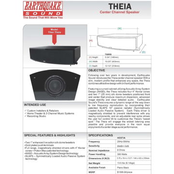 Earthquake Theia Center Channel Speaker