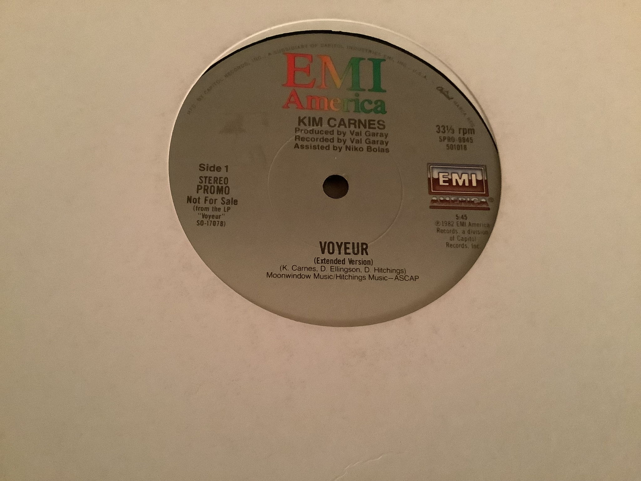 Kim Carnes Promo 12 Inch  Voyeur  Extended Mix