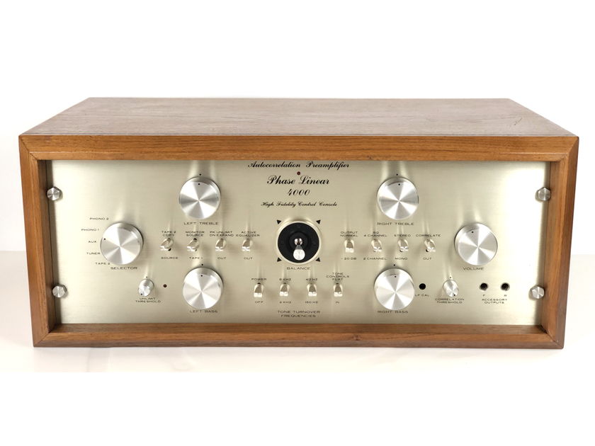 Phase Linear 4000 2-CH Autocorrelation Solid State Stereo PreAmplifier PRE AMP w/ Wood Case Bob Carver