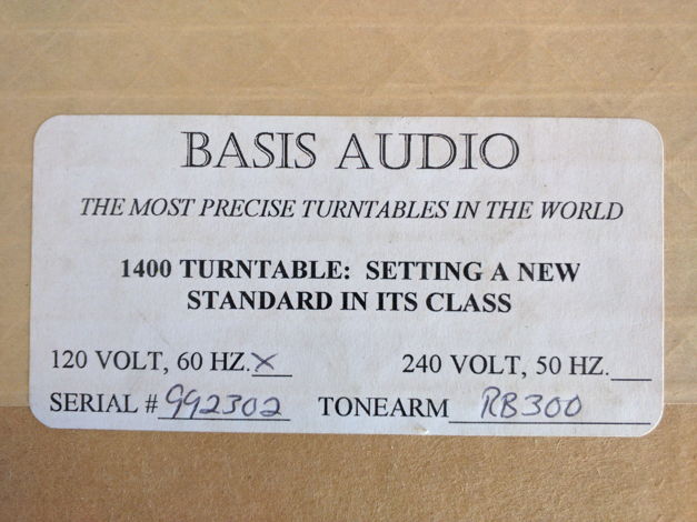 NEW IN BOX Basis Audio 1400 Turntable