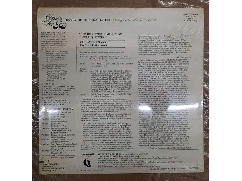 The Czech Philharmonic - Entry Of The Gladiators 1976 SEALED VINYL LP Quintessence PMC 7038