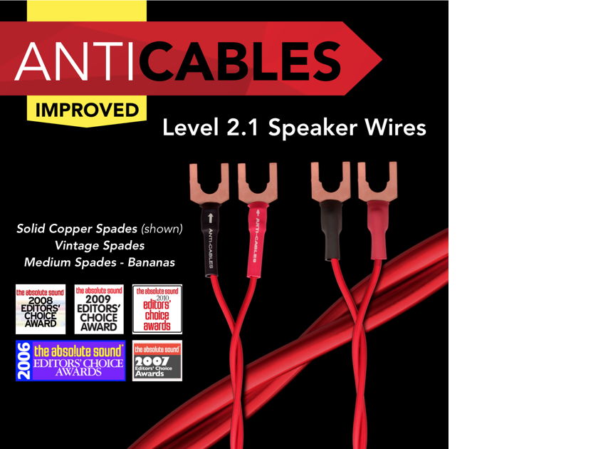 ANTICABLES Level 2 "Performance Series" 7 foot Speaker wires
