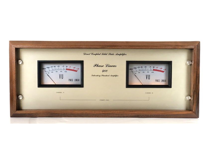 Phase Linear 400 2-CH 210wpc @ 8-Ohms Direct Coupled Solid State Stereo Power Amplifier AMP w/ Wood Case Bob Carver