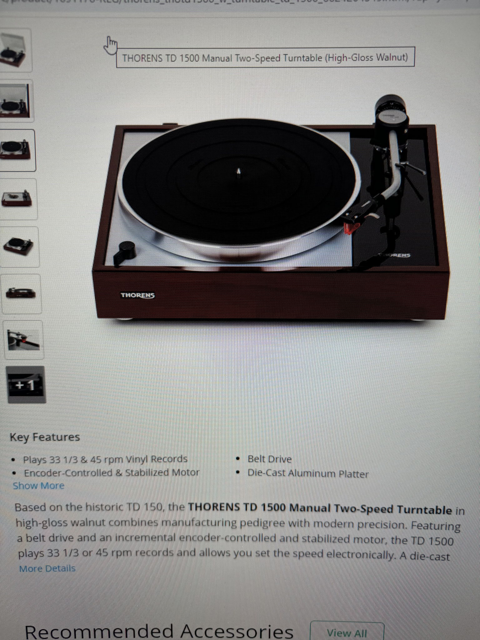 Thorens TD 1500 high- gloss walnut open boxs