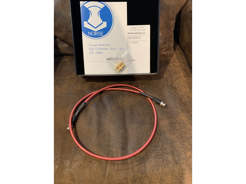 Nordost Heimdall 2 - Digital 75 Ohm/SPDIF Cable - BNC to BNC w/ RCA Adapters - 1 Meter Length