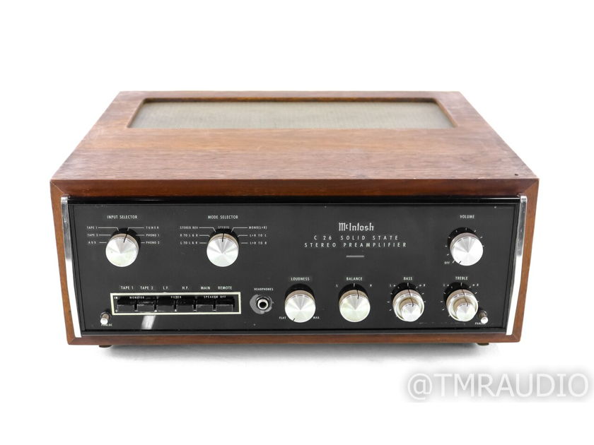 McIntosh C26 Vintage Stereo Preamplifier; C-26; MM Phono; Walnut Cabinet (27836)